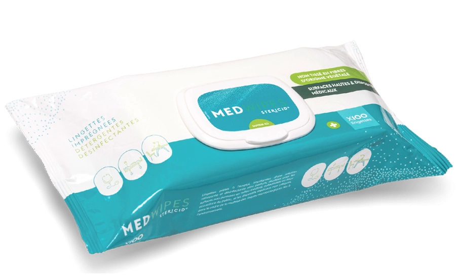 Lingettes épaisses nettoyantes désinfectantes Medwipes STERICID / Ref : MED100